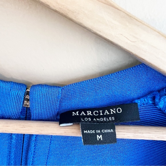 MARCIANO royal blue bandage dress size medium bodycon with sleeves - Picture 5 of 14